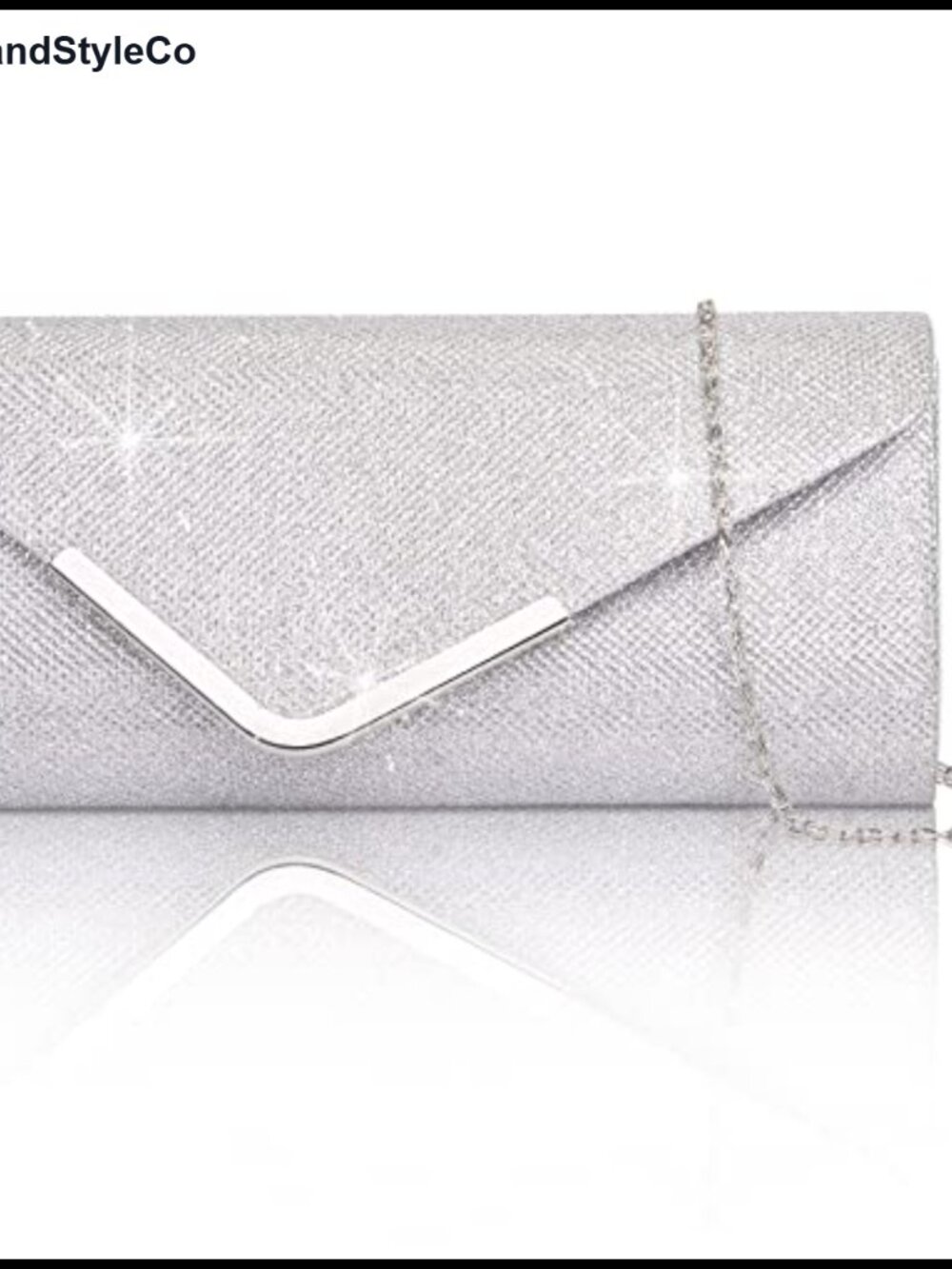 Shiny Sequin Envelope Clutch Evening Bag with Chain Sparkly Party Prom Purse
